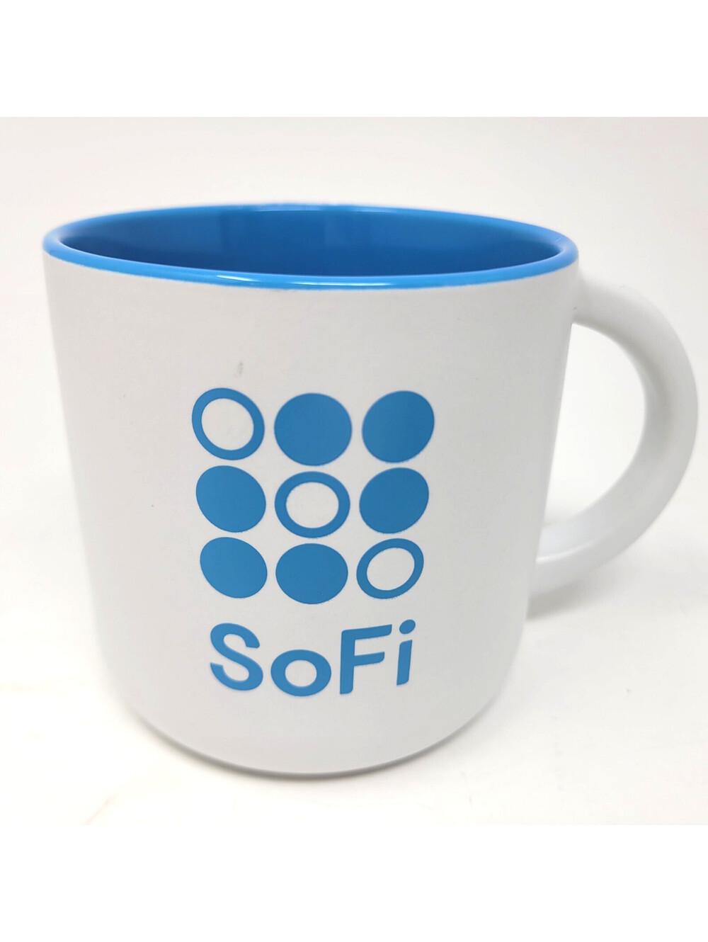 SoFi Technologies Fintech Corporate Promo Coffee Mug White Blue Two Tone Ceramic
